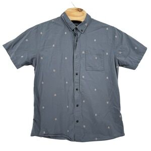 Roark Scholar Button Up Shirt Mens  Large Short Sleeve Paloma Dark Sky Geometric